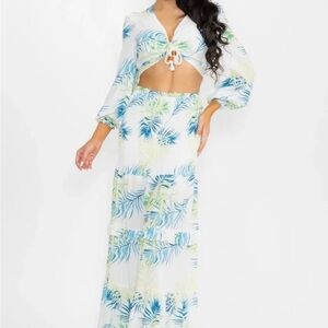 Leaf Print Two-Piece Set